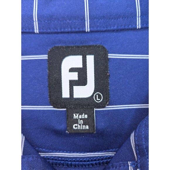 FOOTJOY FJ Men's Navy Striped Lisle Short-Sleeve Polo Golf Shirt Large - Picture 5 of 8